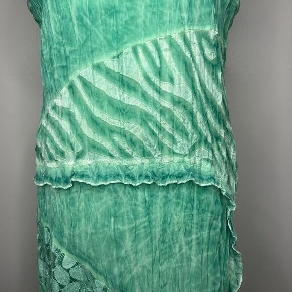 Women's Textured Fairy Grunge Sea Foam Green Dress Lace Inset Sz L Boho Hippie - Picture 5 of 15